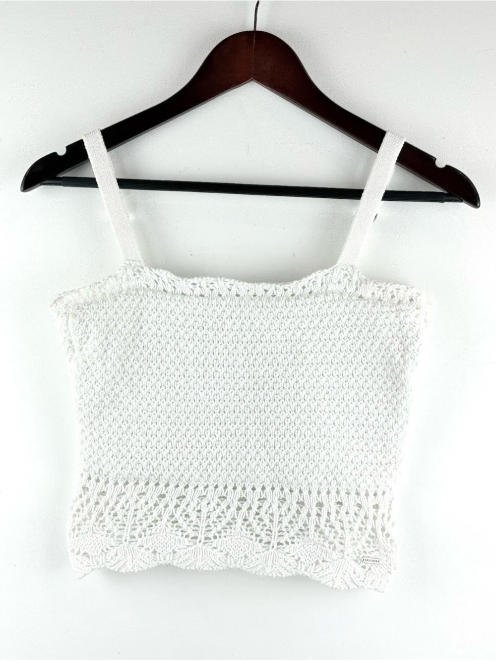 Hollister Crochet Knit White Tank Top Festival Boho Cottage Hippie Y2K Sz Small